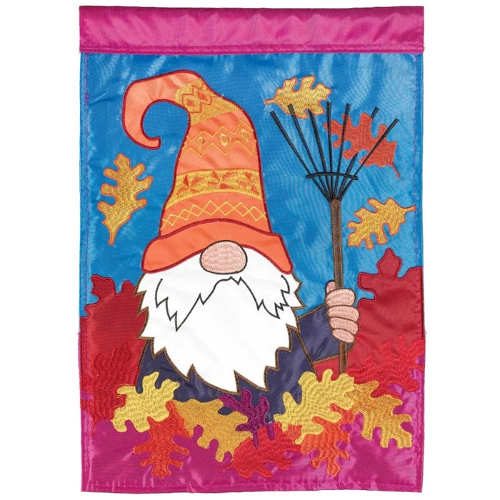 Raking Leaves Gnome Garden Flag
