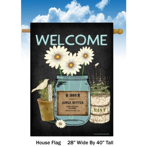 Welcome Jar With Daisy Banner Flag, hardware not included