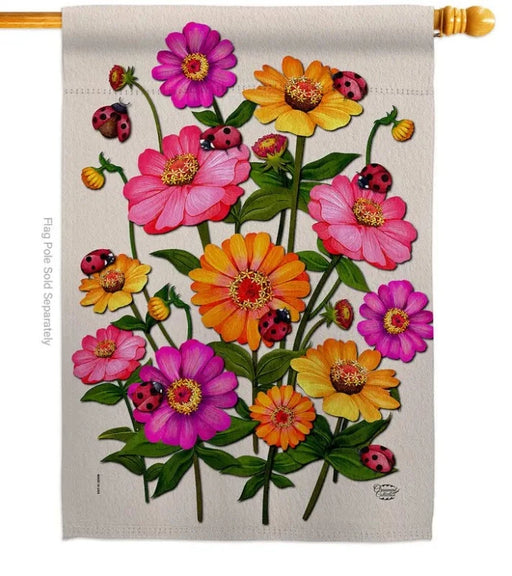 Ladybug Bouquet Banner Flag