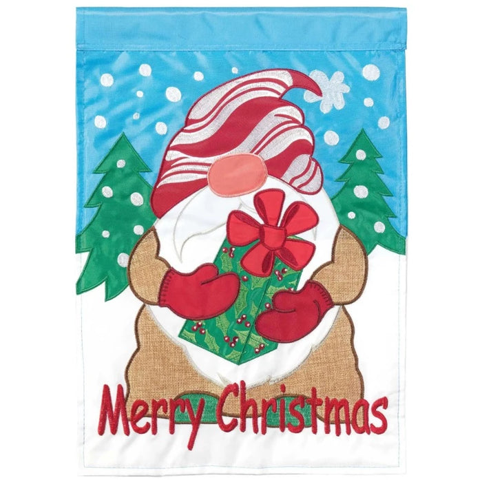 Gift Gnome Merry Christmas Garden Flag