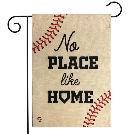 No Place Like Home Baseball Burlap Garden Flag