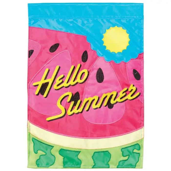 Hello Summer Watermelon Garden Flag
