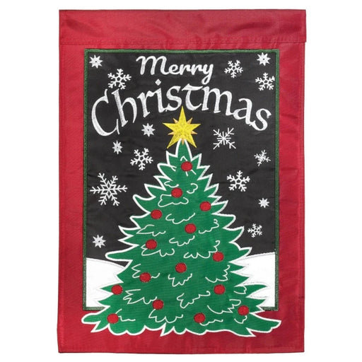 Merry Christmas Tree Applique Garden Flag
