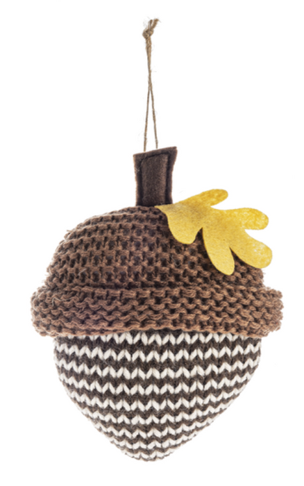 Patterned Knitted Acorn Hanging Ornament