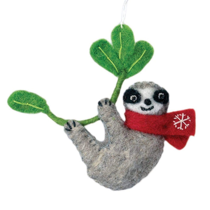 Snowflake Sloth Wool Ornament