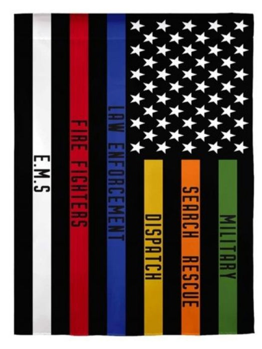 american flag with the various colors and the name of which stripe corresponds with which responder
