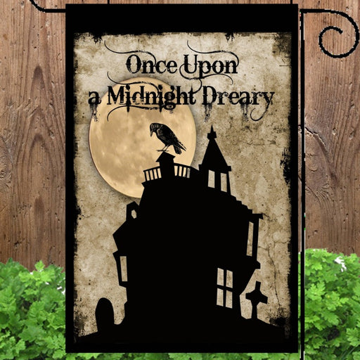 One Upon a Midnight Dreary Garden Flag