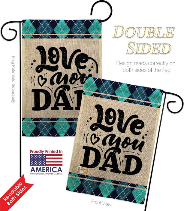 flag with plaid and text saying "love you dad"