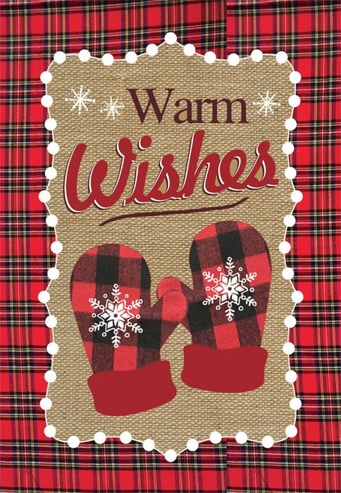 Warm Wishes Winter Burlap Decorative Banner Flag