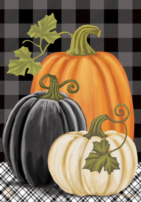 Checkered Pumpkin Banner Flag