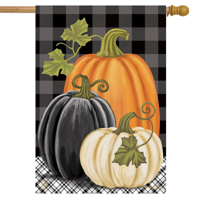Checkered Pumpkin Banner Flag on pole, sold separately 