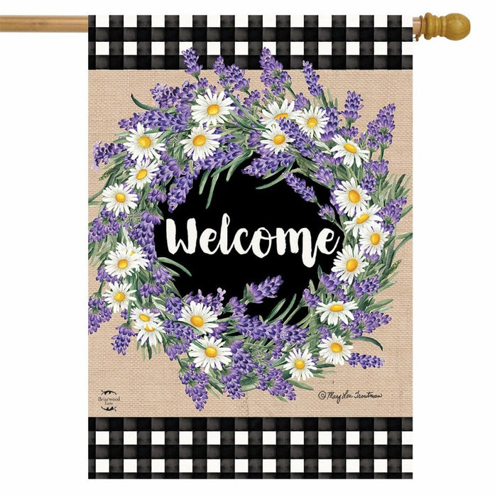 Lavender and Daisies Banner Flag