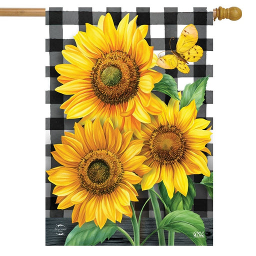 Checkered Sunflowers Banner Flag