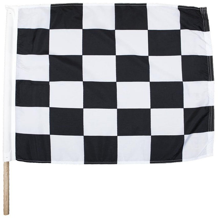 24"x30" End of Race Checker Flag Mounted on a 52" long 1" diameter staff