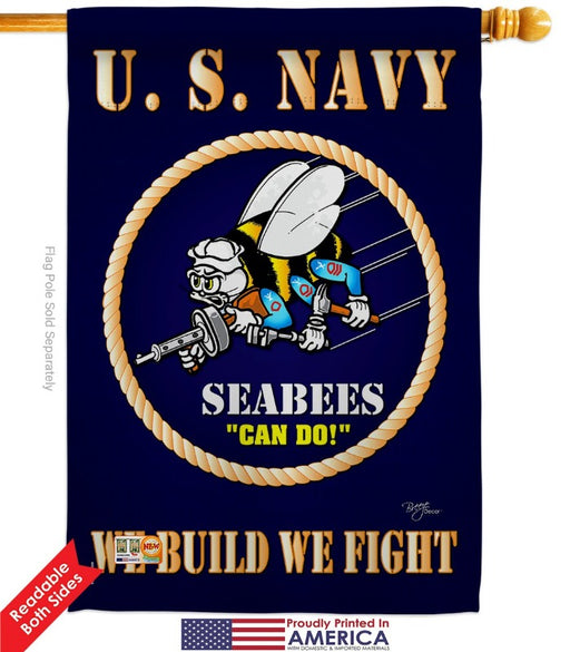 US Navy Seabees Banner Flag