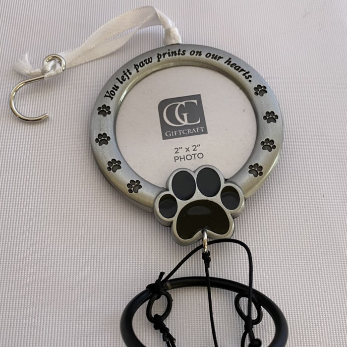 paw prints themed wind chime with photo frame