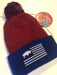 red & blue Buffalo Flag Unisex pom-pom Beanie with white embroidery