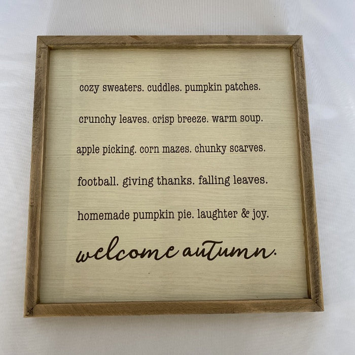 Welcome Autumn Framed Sign