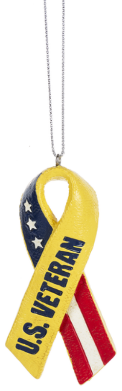 veteran ribbon with us flag ornament