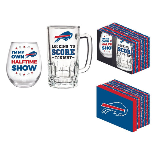 Buffalo Bills Stemless Wine Glass & Beer Mug Gift Set