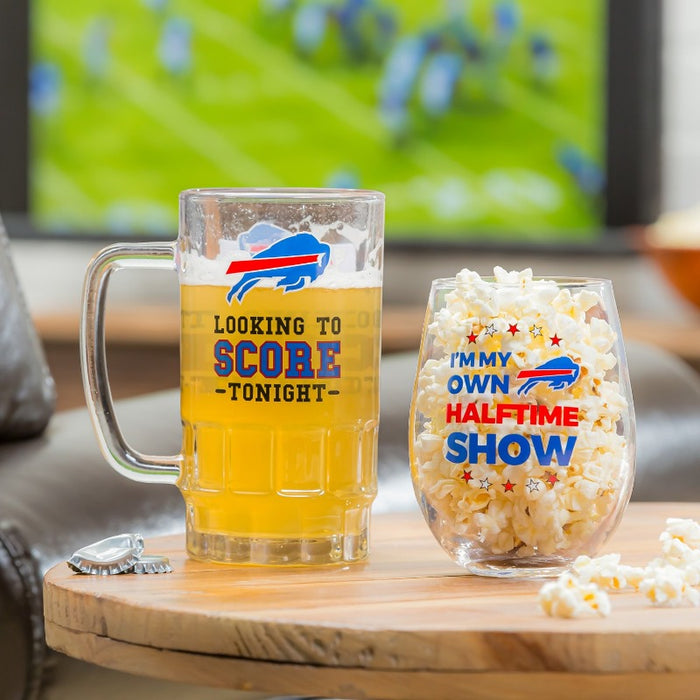 Buffalo Bills Stemless Wine Glass & Beer Mug Gift Set