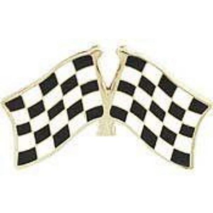 crossed Checkered Racing Flags Lapel Pin