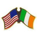 USA/IRELAND DUAL crossed FLAGS LAPEL PIN