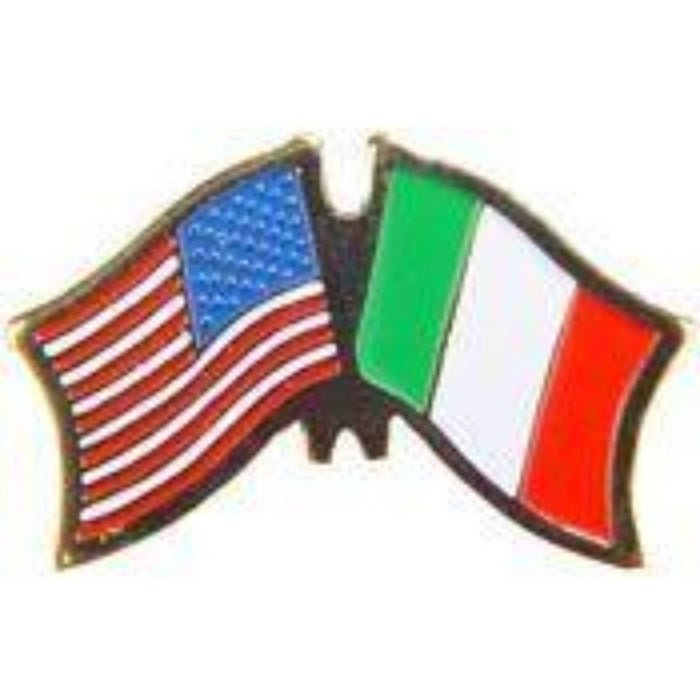 USA/ITALY DUAL crossed FLAGS LAPEL PIN