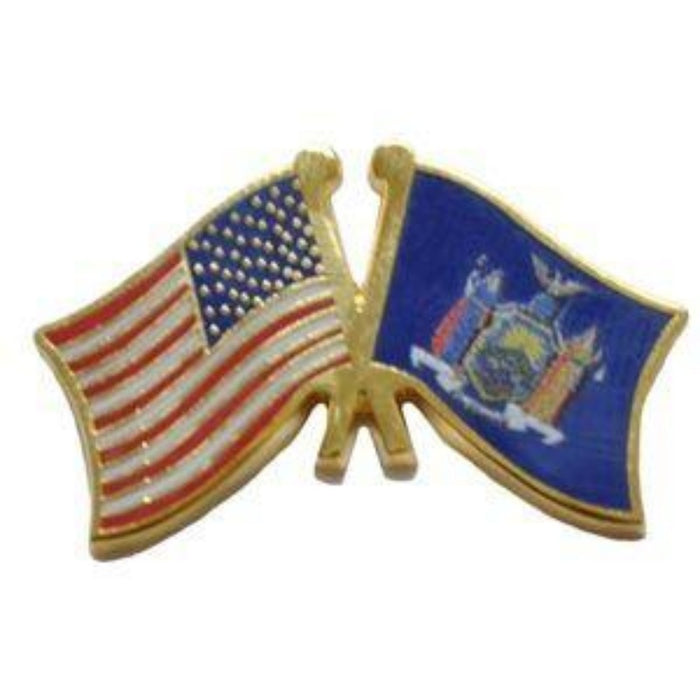 USA/New York Dual Flags Lapel Pin