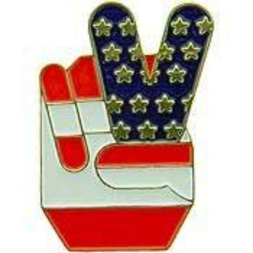 USA PEACE SIGN HAND LAPEL PIN