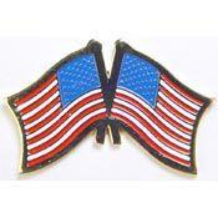 USA DUAL crossed FLAGS LAPEL PIN