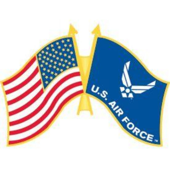 US AIR FORCE DUAL FLAGS LAPEL PIN (Large)