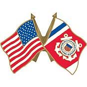 US Coast Guard Dual Flags Lapel Pin (Small)