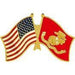 US MARINE CORPS DUAL FLAGS LAPEL PIN (Large)