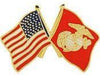 US MARINE CORPS DUAL crossed FLAGS LAPEL PIN (SMALL)