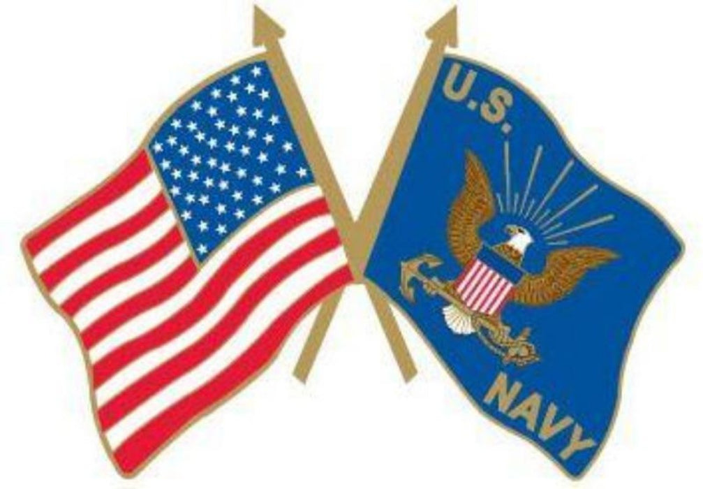US NAVY DUAL crossed FLAGS LAPEL PIN (small)