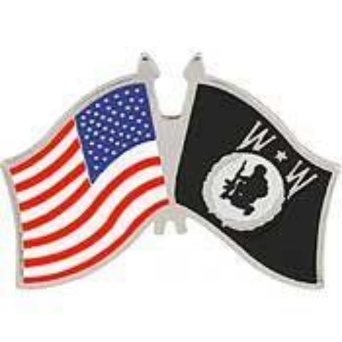 WOUNDED WARRIOR DUAL crossed FLAGS LAPEL PIN
