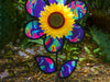 12" Psychedelic Sunflower w/ Leaves Spinner