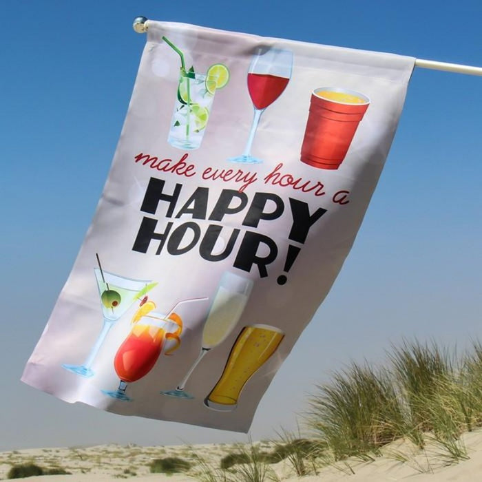 Happy Hour Drinks Banner Flag