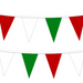 v shaped pennants with an alternating red, white, and green theme