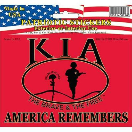 Killed In Action (KIA) "America Remembers" Bumper Sticker