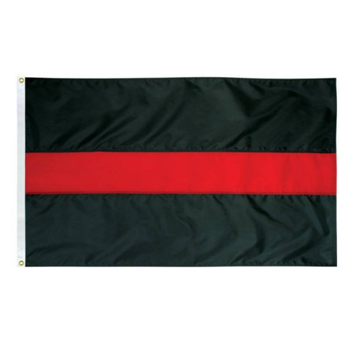 solid black flag with a singular red stripe going through the center