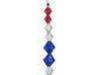 mini acrylic ornament with red, white, and blue colors on a beaded string