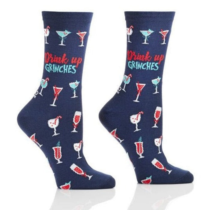 Drink Up Grinches Blue Women's Crew Socks