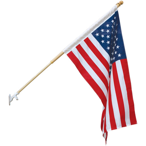 2-1/2' x 4' Poly-Cotton American Banner Flag: shown on pole with bracket sold separately