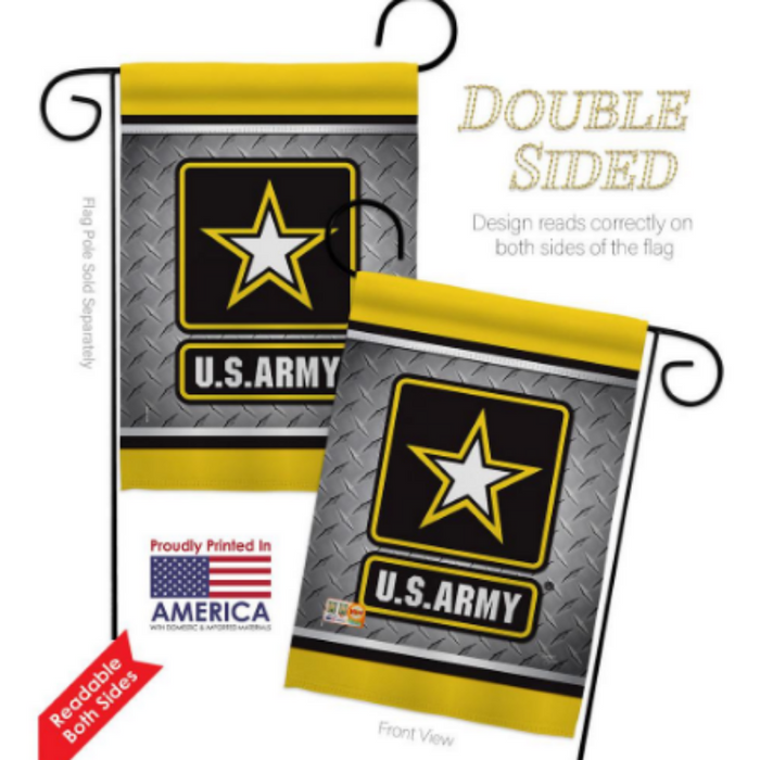 us army on black logo garden flag with steel look
