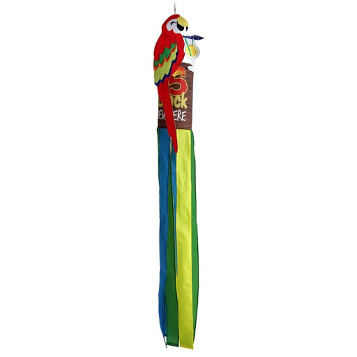 parrot shaped windsock with text saying "5 o'clock somewhere" with tails