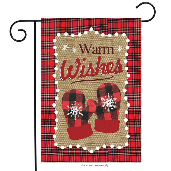 Warm Wishes Winter Burlap Decorative Garden Flag