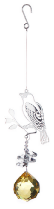 Laser Cut Bird Ornament with Yellow Prism